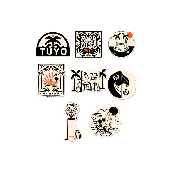 Pack de Stickers adesivos para garrafas térmicas da TUYO #packs_seaside