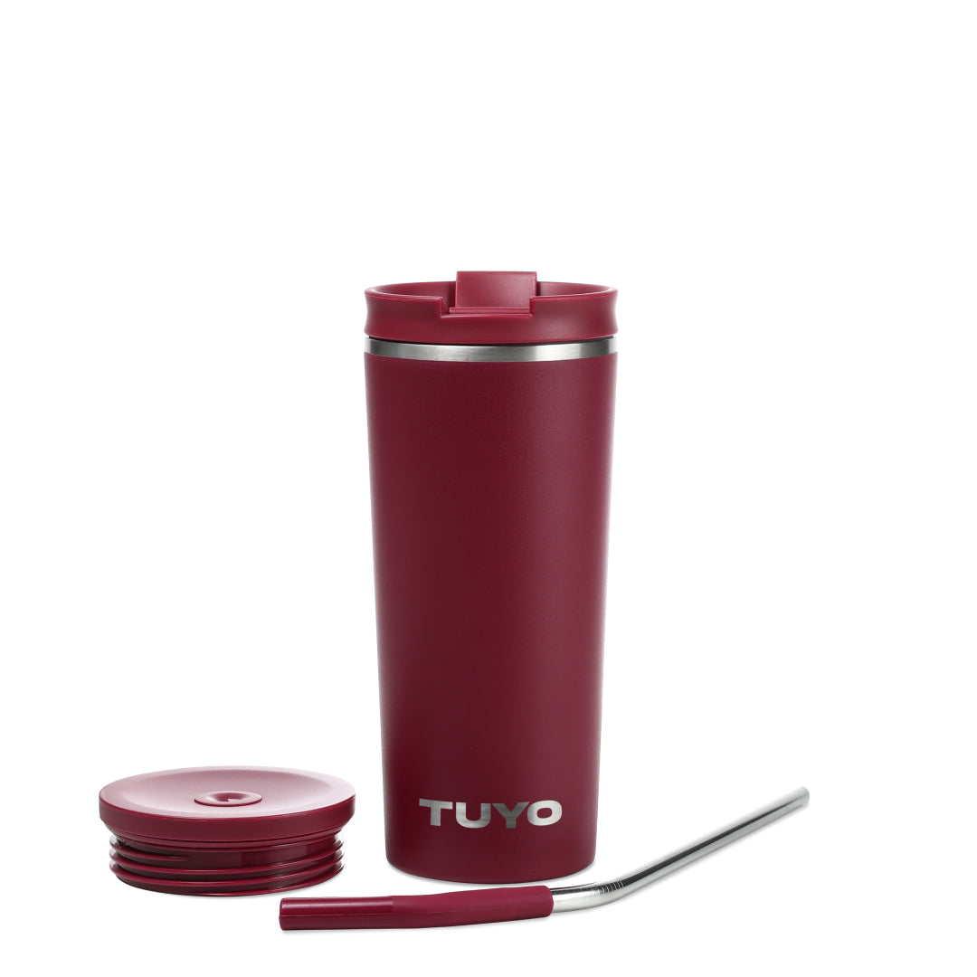 Copo térmico com escovinha de limpeza para o copo #cor_burgundy
