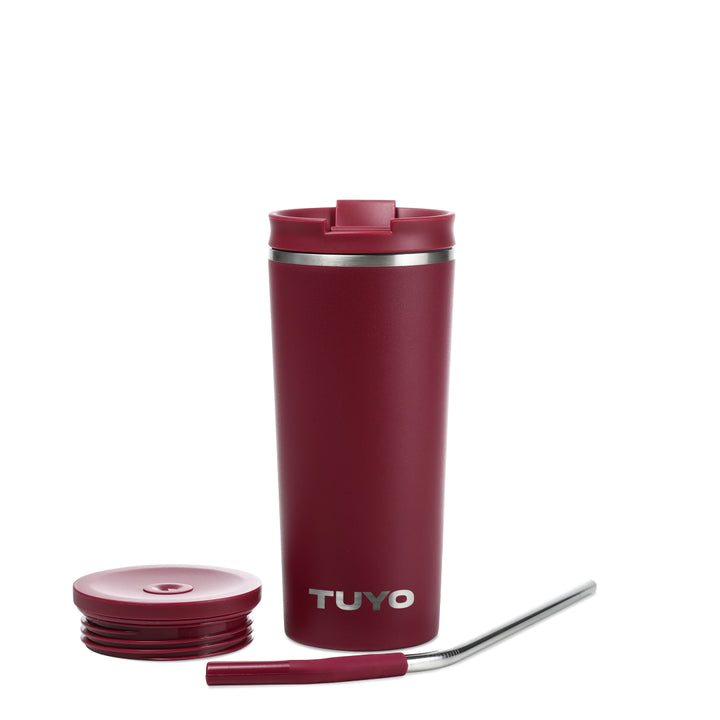Copo térmico com escovinha de limpeza para o copo #cor_burgundy