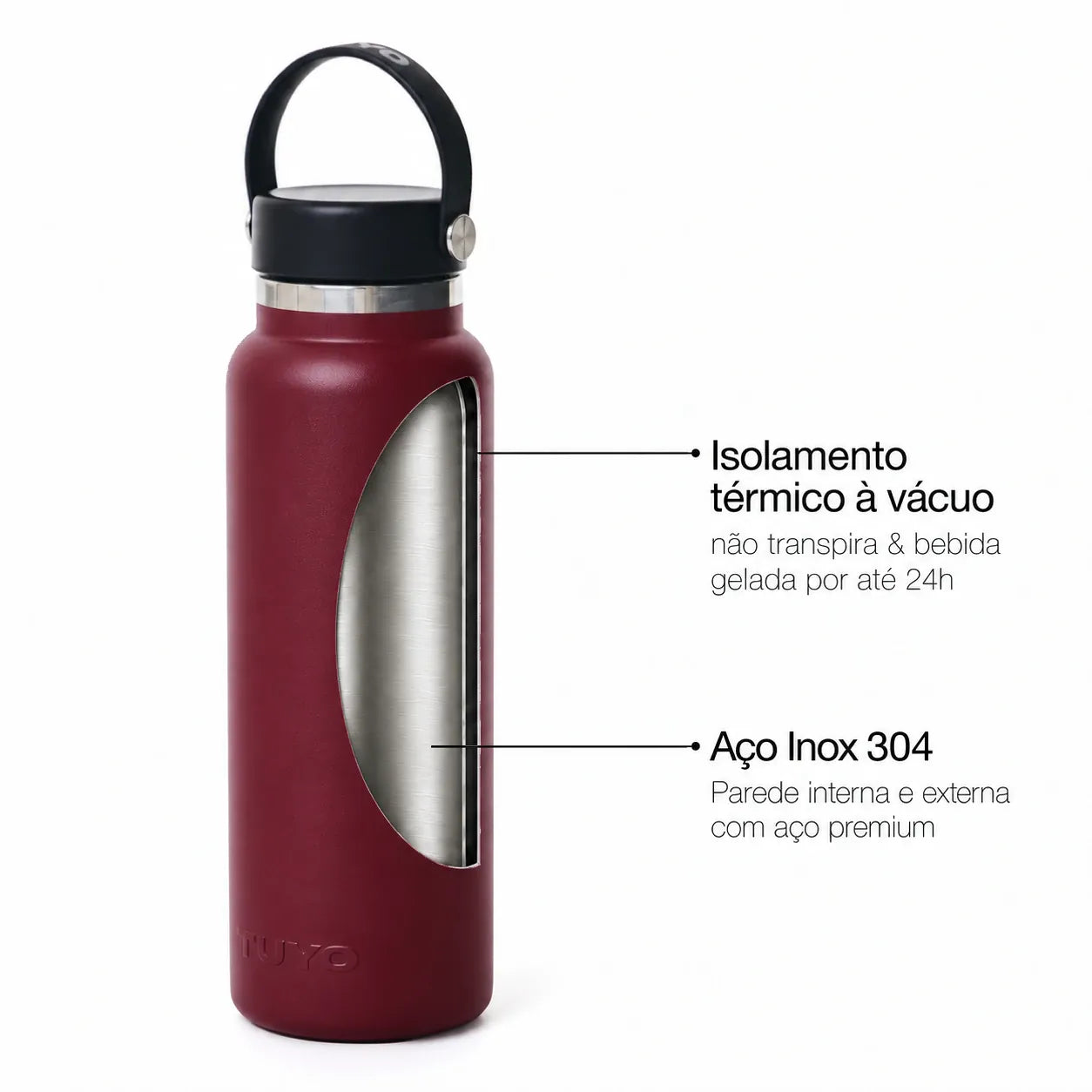 Garrafa térmica de um litro e meio #cor_burgundy