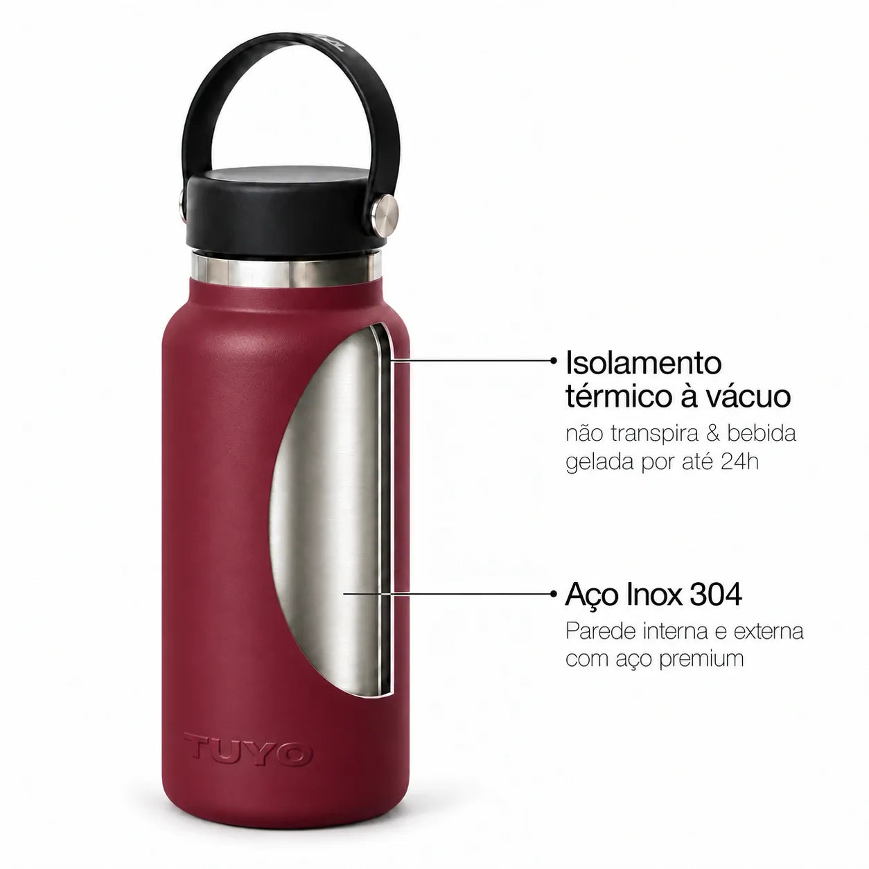 Garrafa térmica vermelho de 1l #cor_burgundy