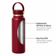 Garrafa térmica Golden Collection #cor_gold-burgundy #cor_gold--burgundy
