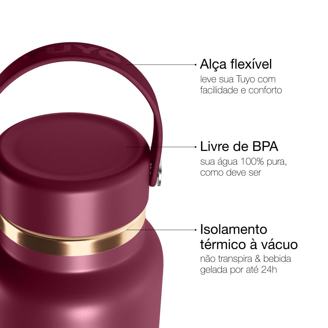 Garrafa térmica Golden Collection #cor_gold-burgundy #cor_gold--burgundy