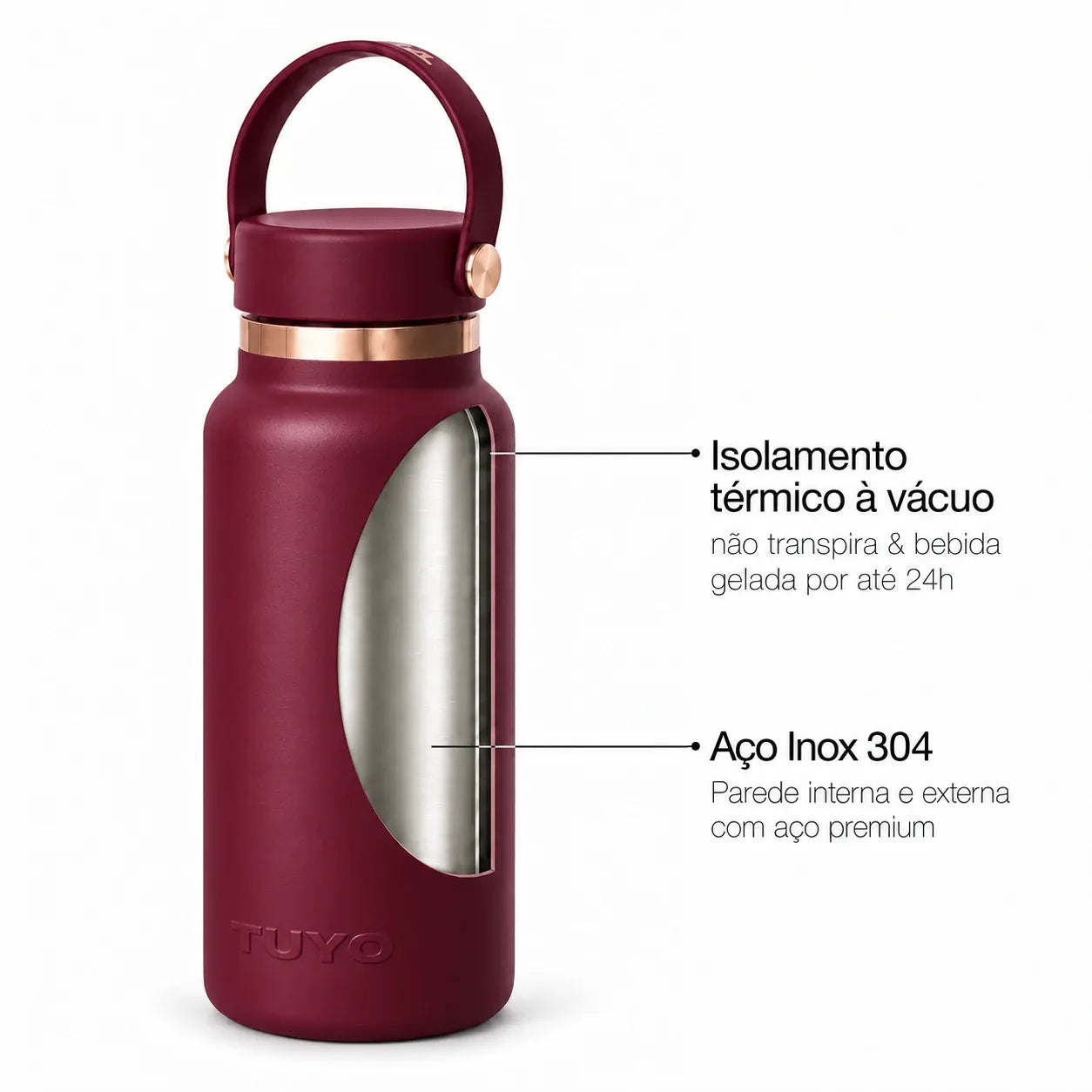 Garrafa térmica Golden Collection #cor_gold-burgundy #cor_gold--burgundy