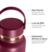 Garrafa térmica Golden Collection #cor_gold-burgundy #cor_gold--burgundy