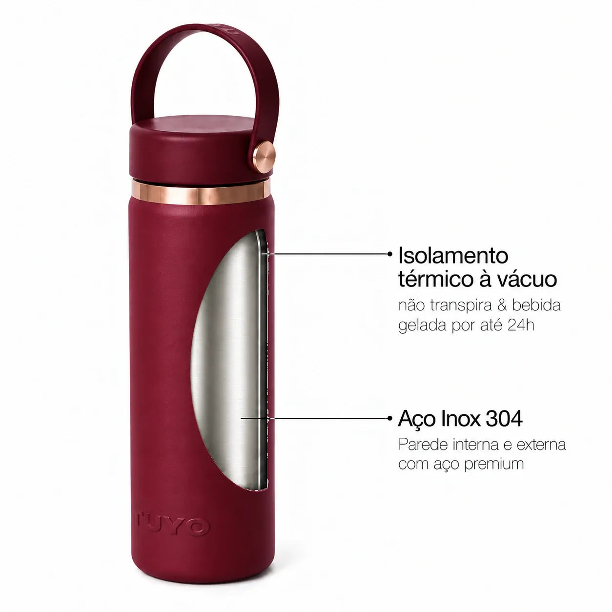Garrafa térmica Golden Collection #cor_gold-burgundy #cor_gold--burgundy