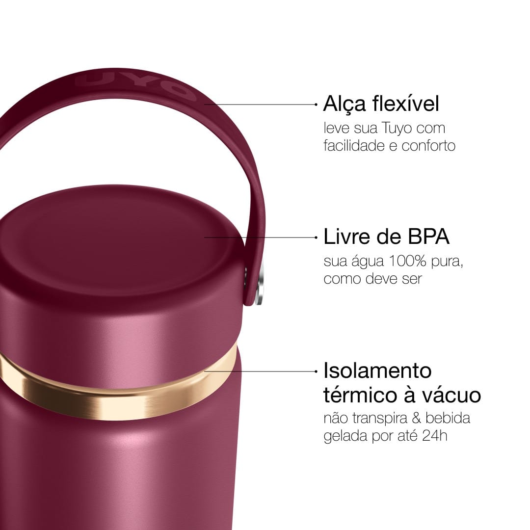 Garrafa térmica Golden Collection #cor_gold-burgundy #cor_gold--burgundy