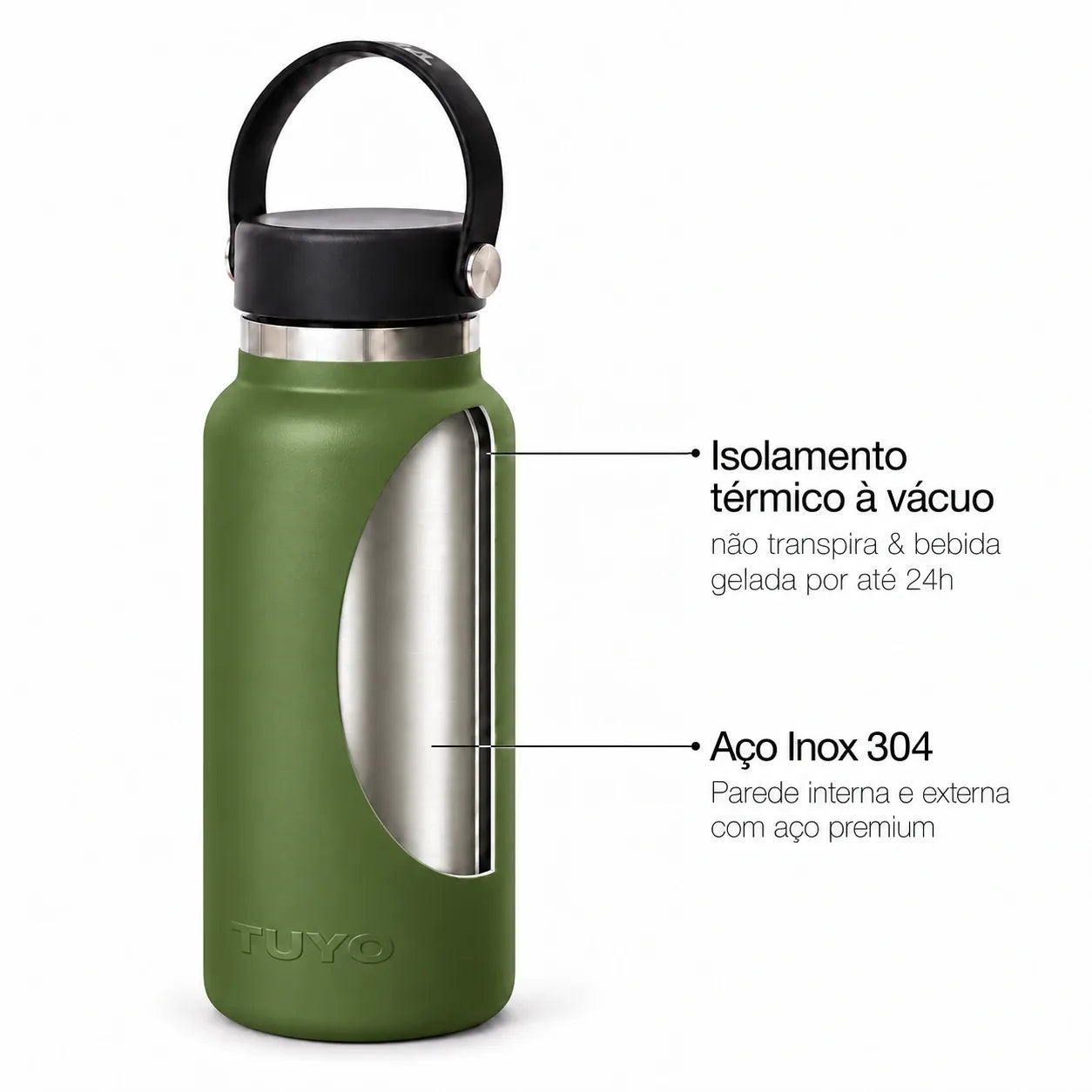 Garrafa térmica verde militar de 1l #cor_military-green