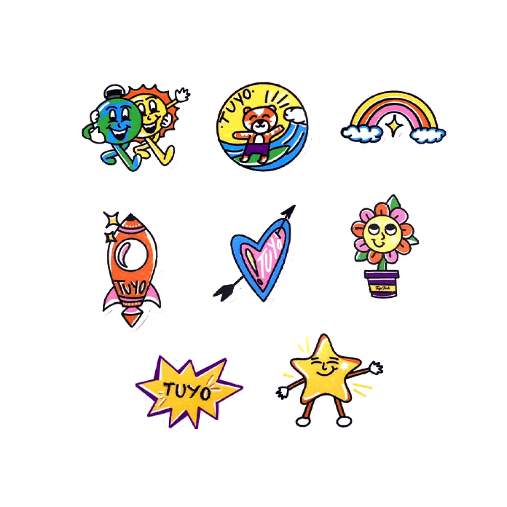 Pack de Stickers adesivos para garrafas térmicas da TUYO #packs_kids