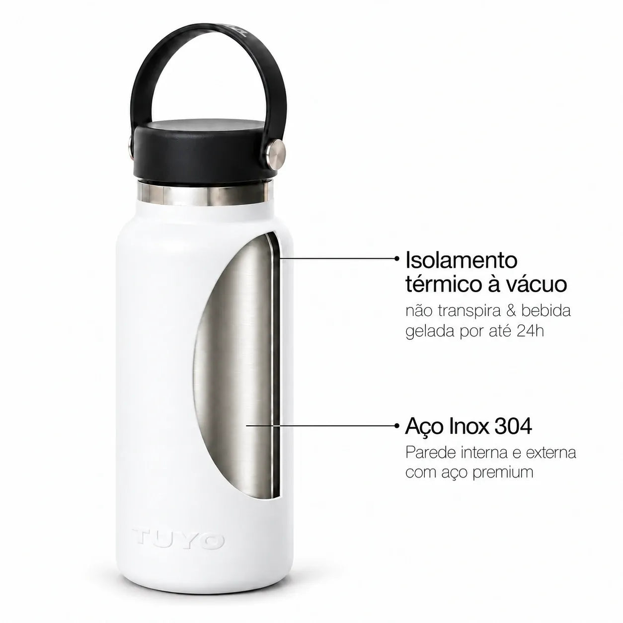 Garrafa térmica branca de 1l #cor_white